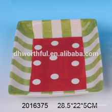 Square ceramic candy dish,ceramic christmas plates for 2016 christmas party